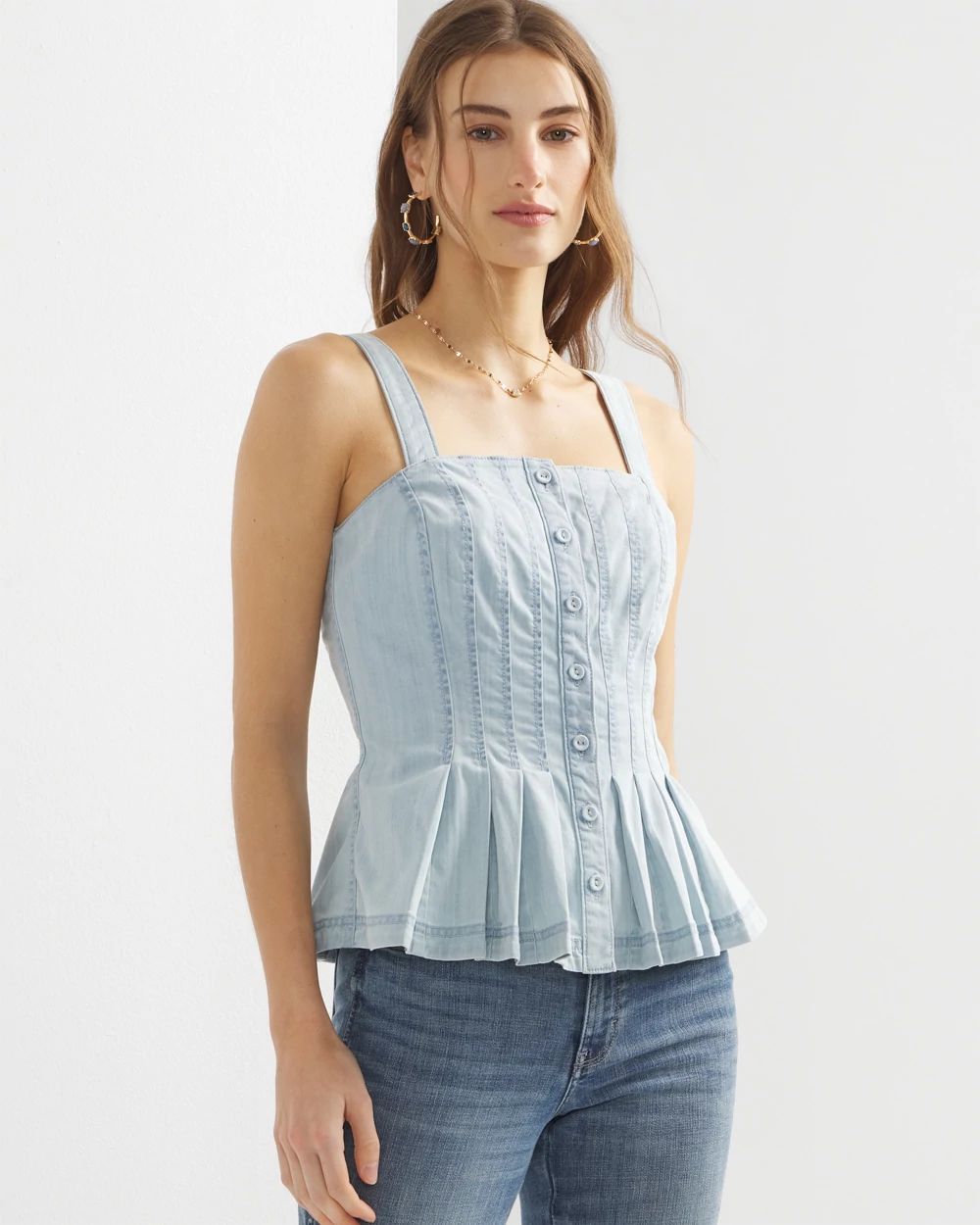Fashion Sleeveless Denim Peplum Top